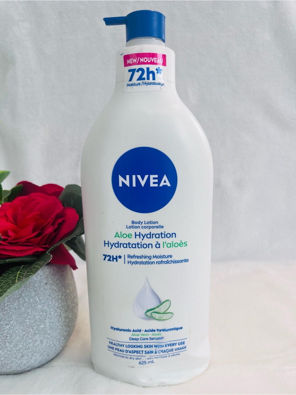 NIVEA Aloe 72H Hydration Body Lotion, Hyaluronic Acid & Aloe Vera, 625mL